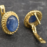 Gold Kyanite Earrings - Natural Kyanite Earrings, Gold Blue Stone Earrings