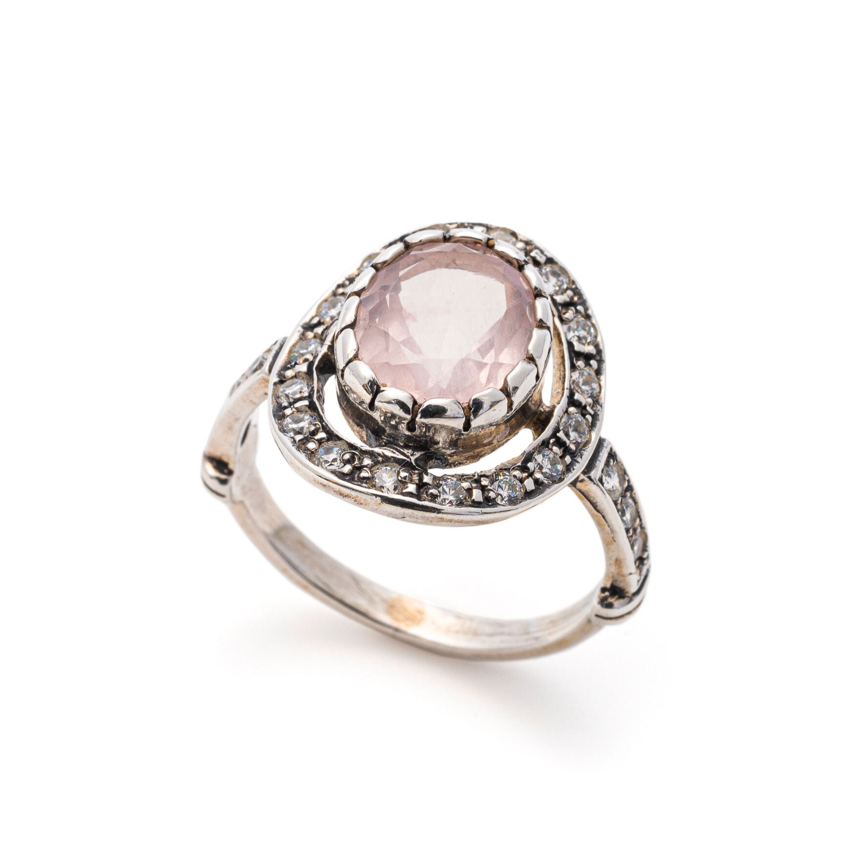 Rose Quartz Ring, Vintage Ring, Love Ring, Antique Ring, Pink Ring, Solid Silver Ring, Vintage Rings, Pure Silver, Diamond Shape, Pink Stone