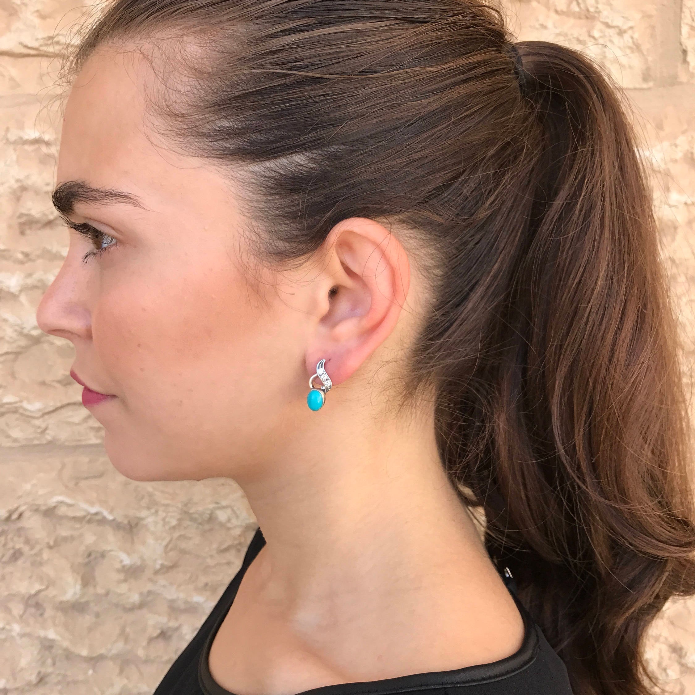 Turquoise Earrings, Natural Turquoise, Vintage Earrings, Arizona Turquoise, 2 Carats, Real Turquoise, Sleeping Beauty Turquoise, Turquoise