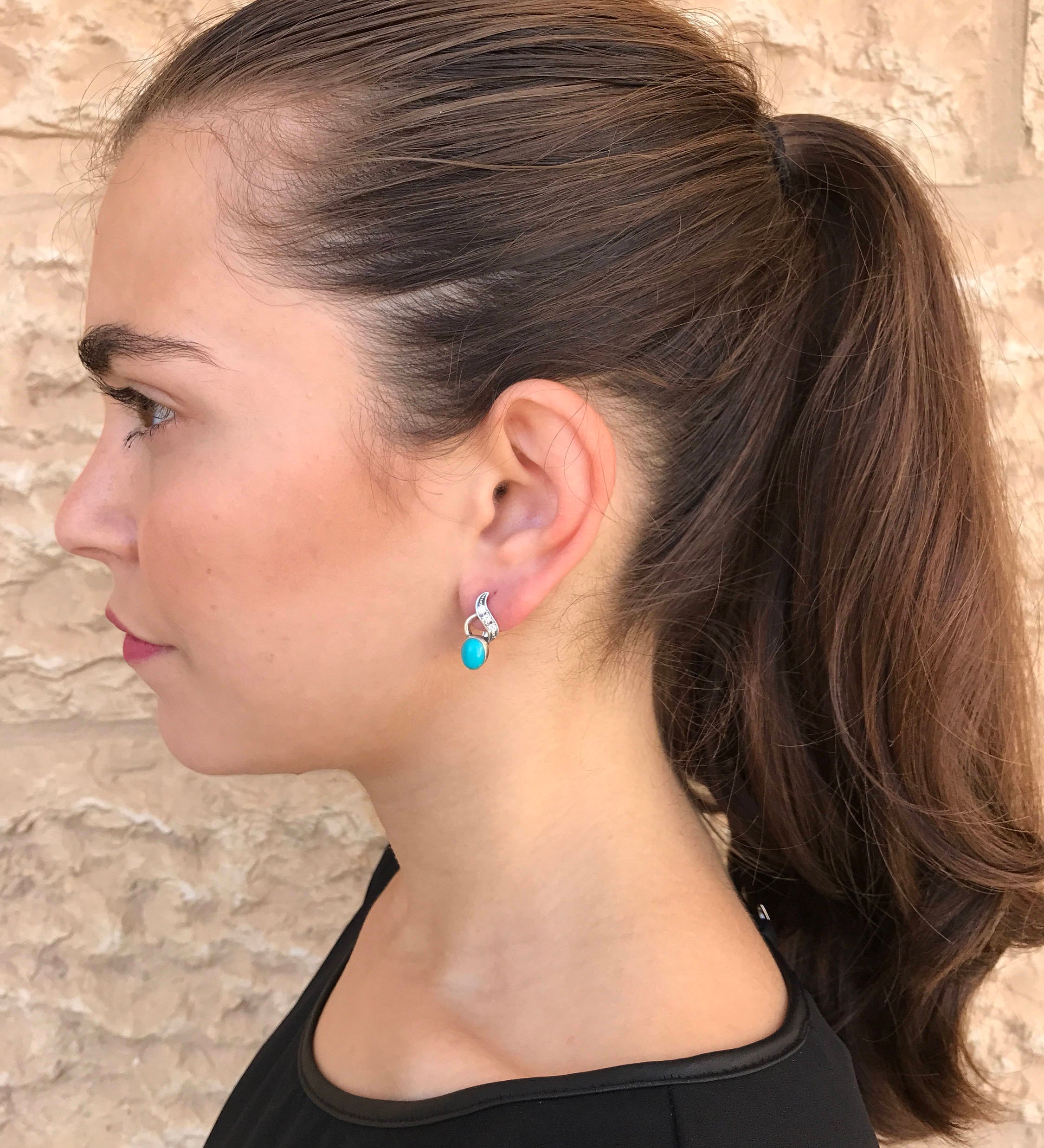 Turquoise Earrings, Natural Turquoise, Vintage Earrings, Arizona Turquoise, 2 Carats, Real Turquoise, Sleeping Beauty Turquoise, Turquoise