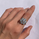 Flower Aquamarine Ring - Large Flower Ring - Blue Promise Ring