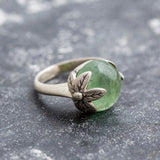 Leaf Ring, Prehnite Ring, Natural Prehnite, Green Ring, May Birthstone, Unique Ring, Solid Silver Ring, May Ring, Green Leaf Ring, Prehnite