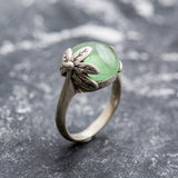 Leaf Ring, Prehnite Ring, Natural Prehnite, Green Ring, May Birthstone, Unique Ring, Solid Silver Ring, May Ring, Green Leaf Ring, Prehnite