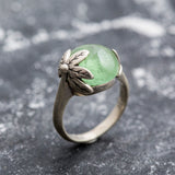 Leaf Ring, Prehnite Ring, Natural Prehnite, Green Ring, May Birthstone, Unique Ring, Solid Silver Ring, May Ring, Green Leaf Ring, Prehnite