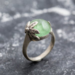 Leaf Ring, Prehnite Ring, Natural Prehnite, Green Ring, May Birthstone, Unique Ring, Solid Silver Ring, May Ring, Green Leaf Ring, Prehnite