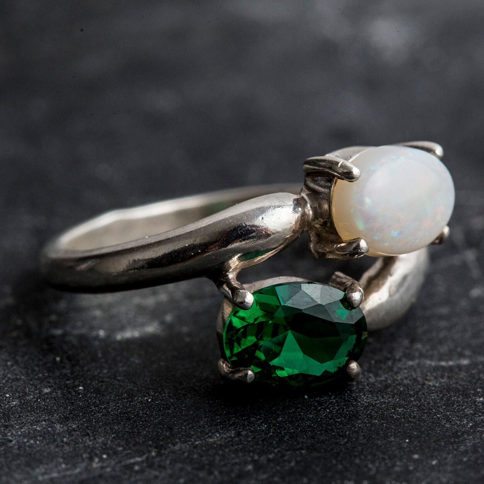 Beautifully crafted 925 Sterling Silver ring showcasing a Natural White Australian Opal, a meaningful October birthstone gift.