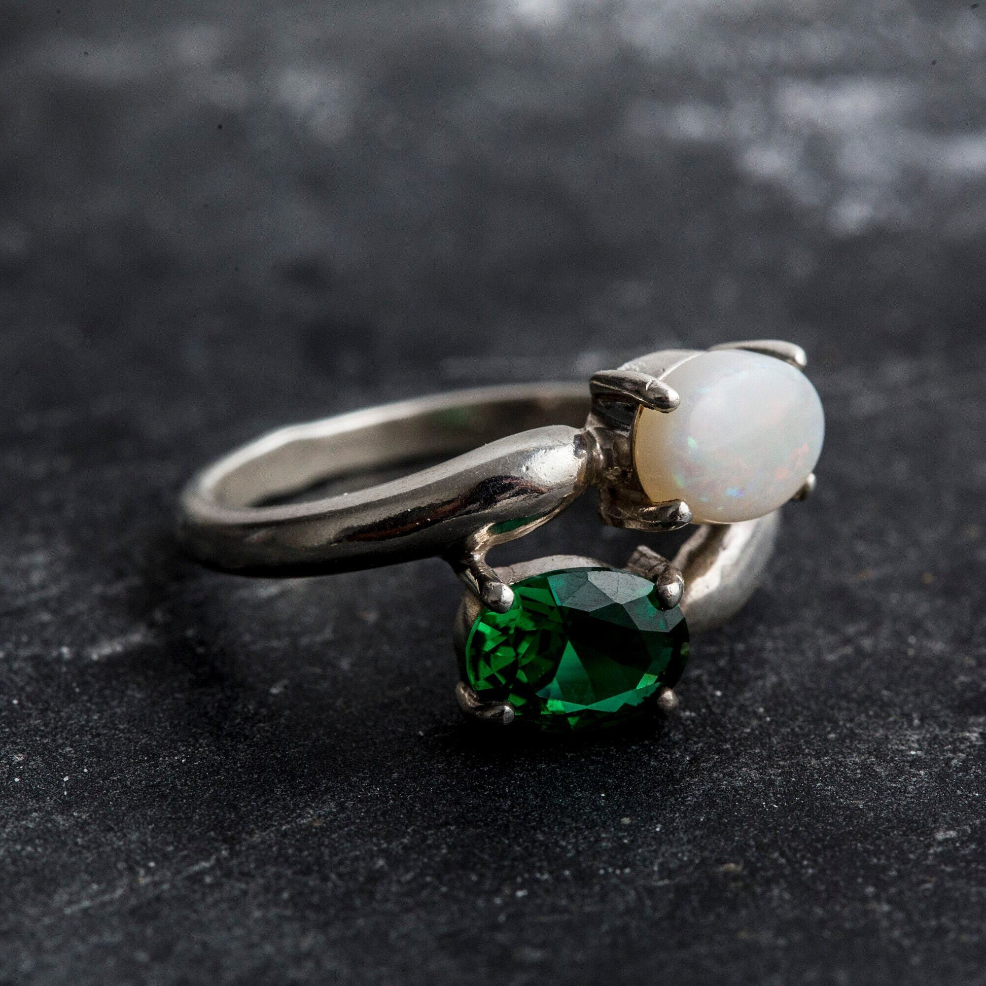 Charming 925 Sterling Silver ring adorned with dazzling Natural Australian Opal, ideal for celebrating October birthdays and special events.