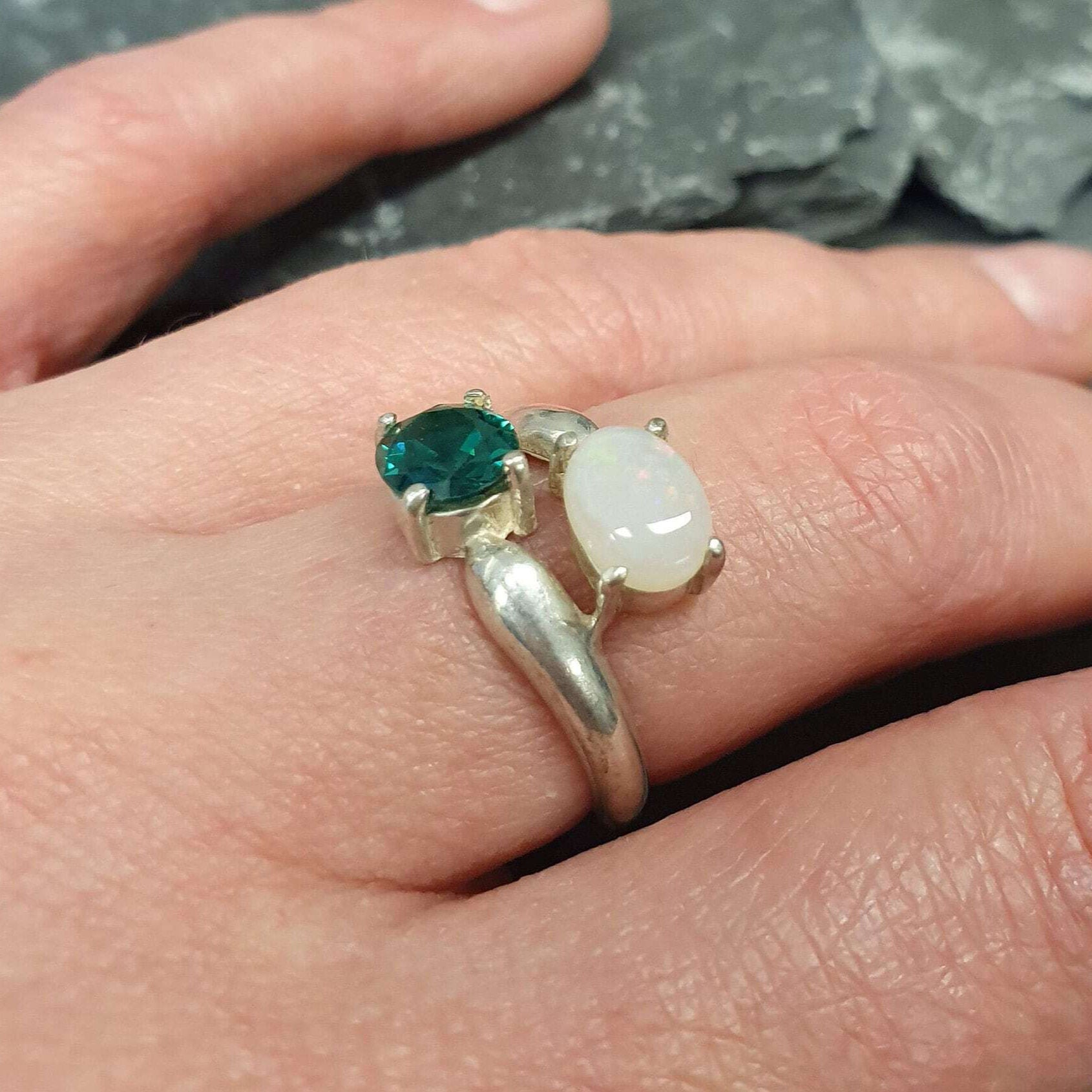 Elegant 925 Sterling Silver ring featuring a stunning Natural Australian Opal, perfect for any occasion and October birthdays.