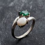 Natural Australian Opal Ring made in 925 Sterling Silver with Natural White Australian Opal in setting, October Birthstone gift idea, symbolizes hope, purity, and truth, ideal for everyday wear and perfect for birthday gifting and special occasions.