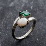 Natural Australian Opal Ring made in 925 Sterling Silver with Natural White Australian Opal in setting, October Birthstone gift idea, symbolizes hope, purity, and truth, ideal for everyday wear and perfect for birthday gifting and special occasions.