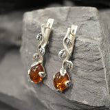 Gold Amber Earrings - Genuine Amber Earrings - Honey Drop Earrings