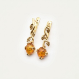 Silver Leaf Earrings - Natural Amber Earrings - Vines Earrings