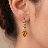 Gold Amber Earrings - Genuine Amber Earrings - Honey Drop Earrings