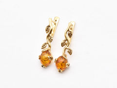 Branch Earrings, Natural Amber, Floral Leaf Earrings, Vintage Earrings, Amber Earrings, Long Earrings, Honey Gemstone, Solid Silver Earrings(1)