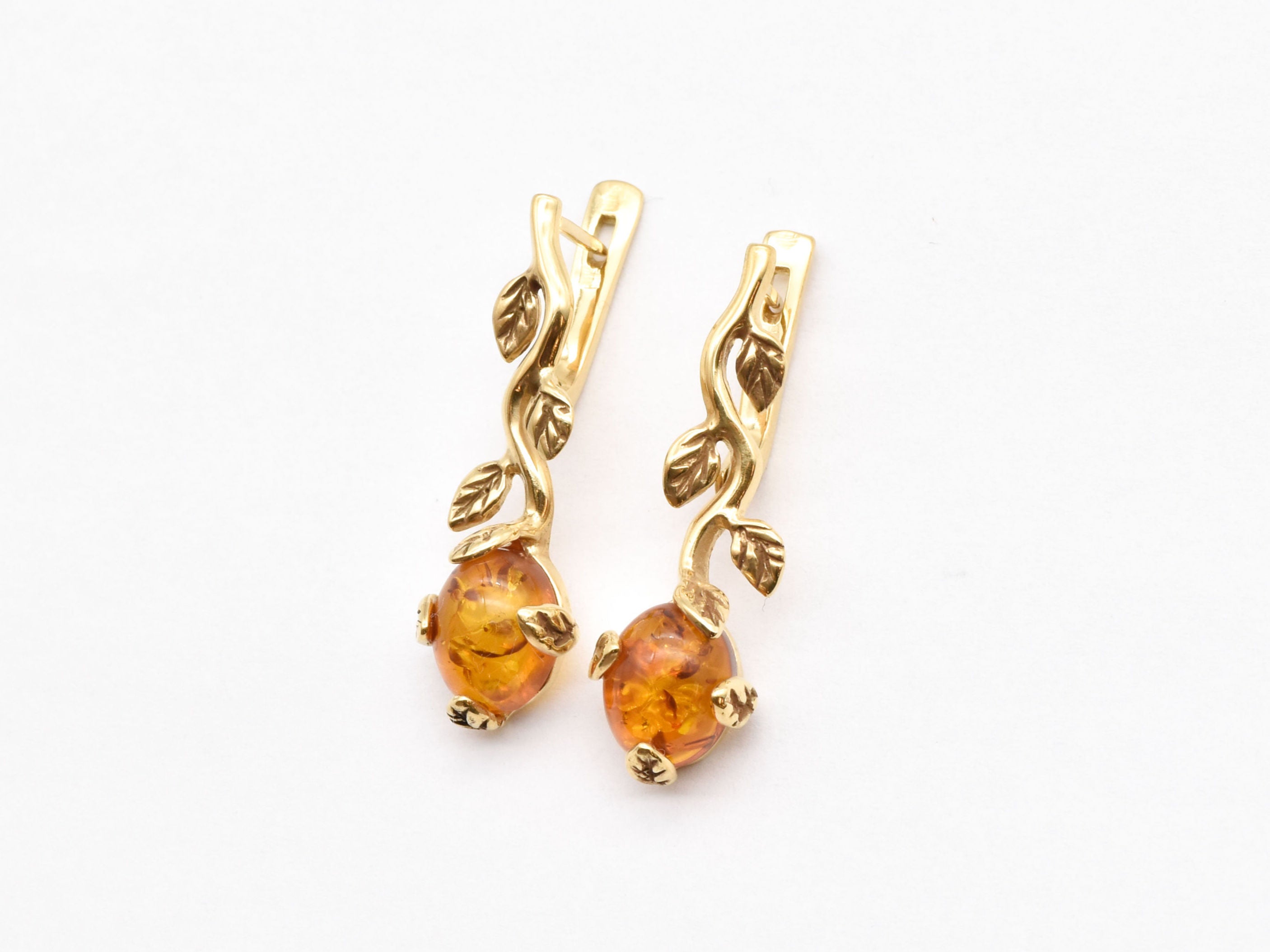 Branch Earrings, Natural Amber, Floral Leaf Earrings, Vintage Earrings, Amber Earrings, Long Earrings, Honey Gemstone, Solid Silver Earrings(1)