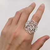 Silver Swirl Ring - Large Flower Ring - Large Swirl Ring