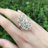 Silver Swirl Ring - Large Flower Ring - Large Swirl Ring