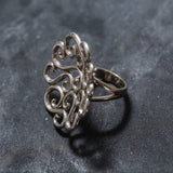 Silver Swirl Ring - Large Flower Ring - Large Swirl Ring