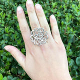 Silver Swirl Ring - Large Flower Ring - Large Swirl Ring