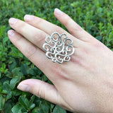 Silver Swirl Ring - Large Flower Ring - Large Swirl Ring