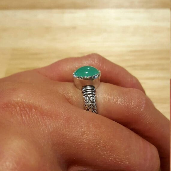 Larimar Ring, March Birthstone, Natural Larimar, Vintage Ring, March Ring, Jewel of Atlantis, Solid Silver Ring, Healing Stones, Pure Silver (526923056)