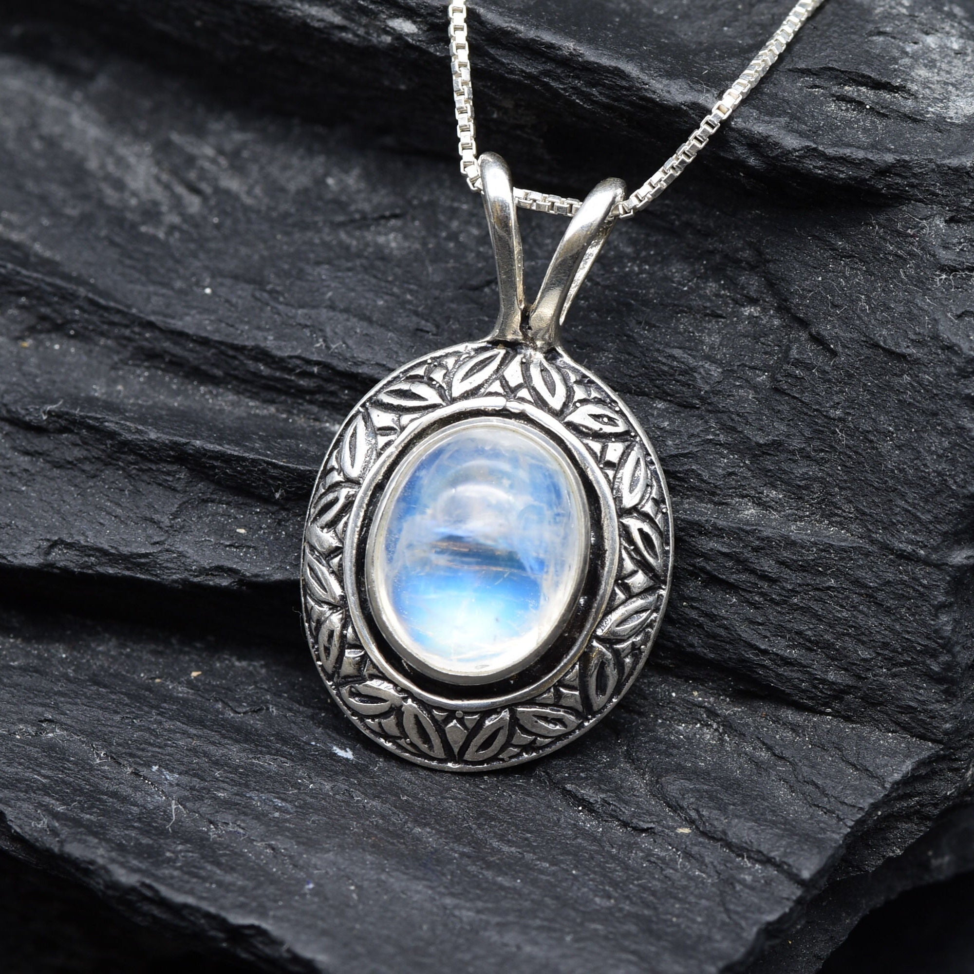 Moonstone Pendant, Natural Moonstone, June Birthstone, Vintage Moonstone Pendant, Artistic Moonstone Pendant, Rainbow Moonstone, 925 Silver(3)