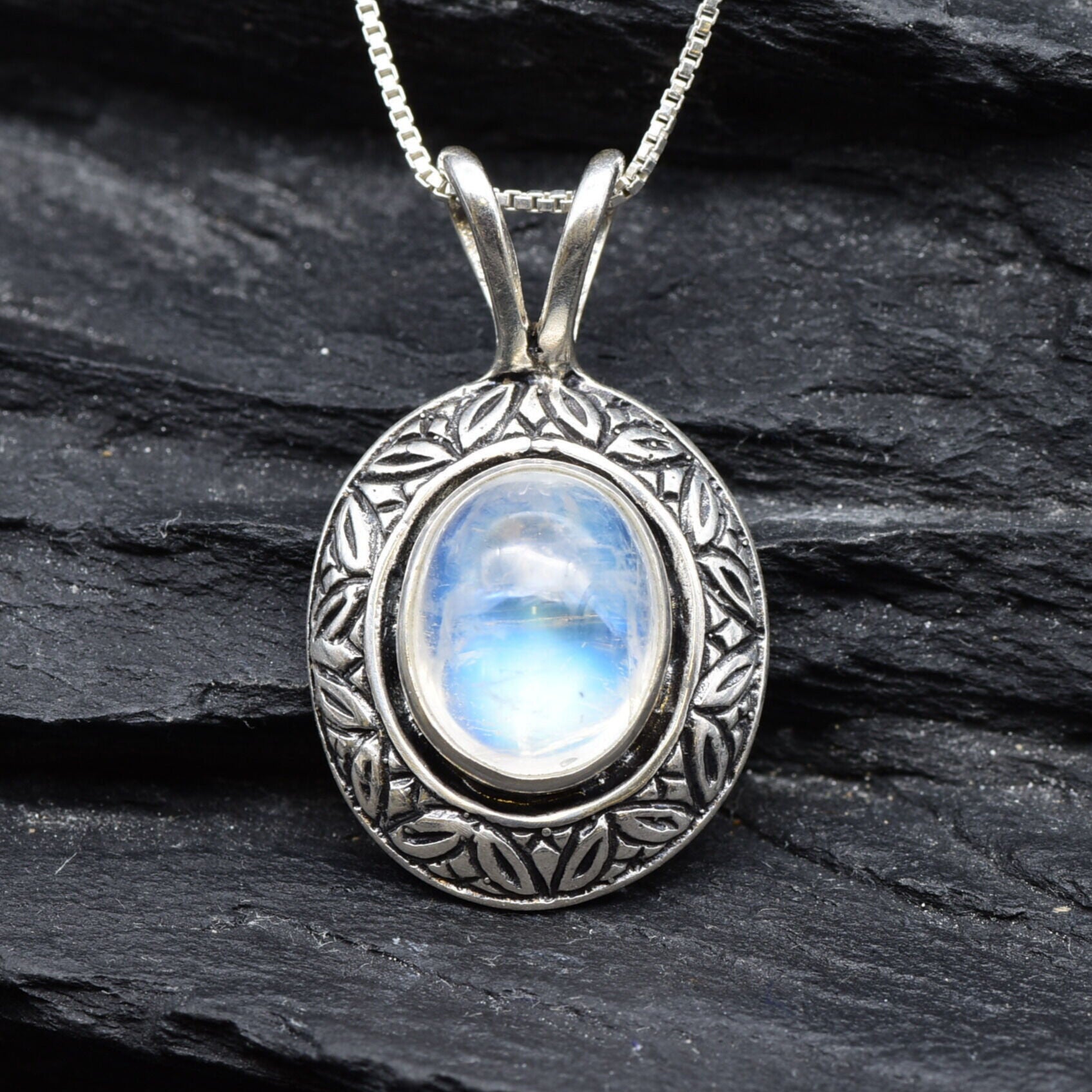 Moonstone Pendant, Natural Moonstone, June Birthstone, Vintage Moonstone Pendant, Artistic Moonstone Pendant, Rainbow Moonstone, 925 Silver(3)