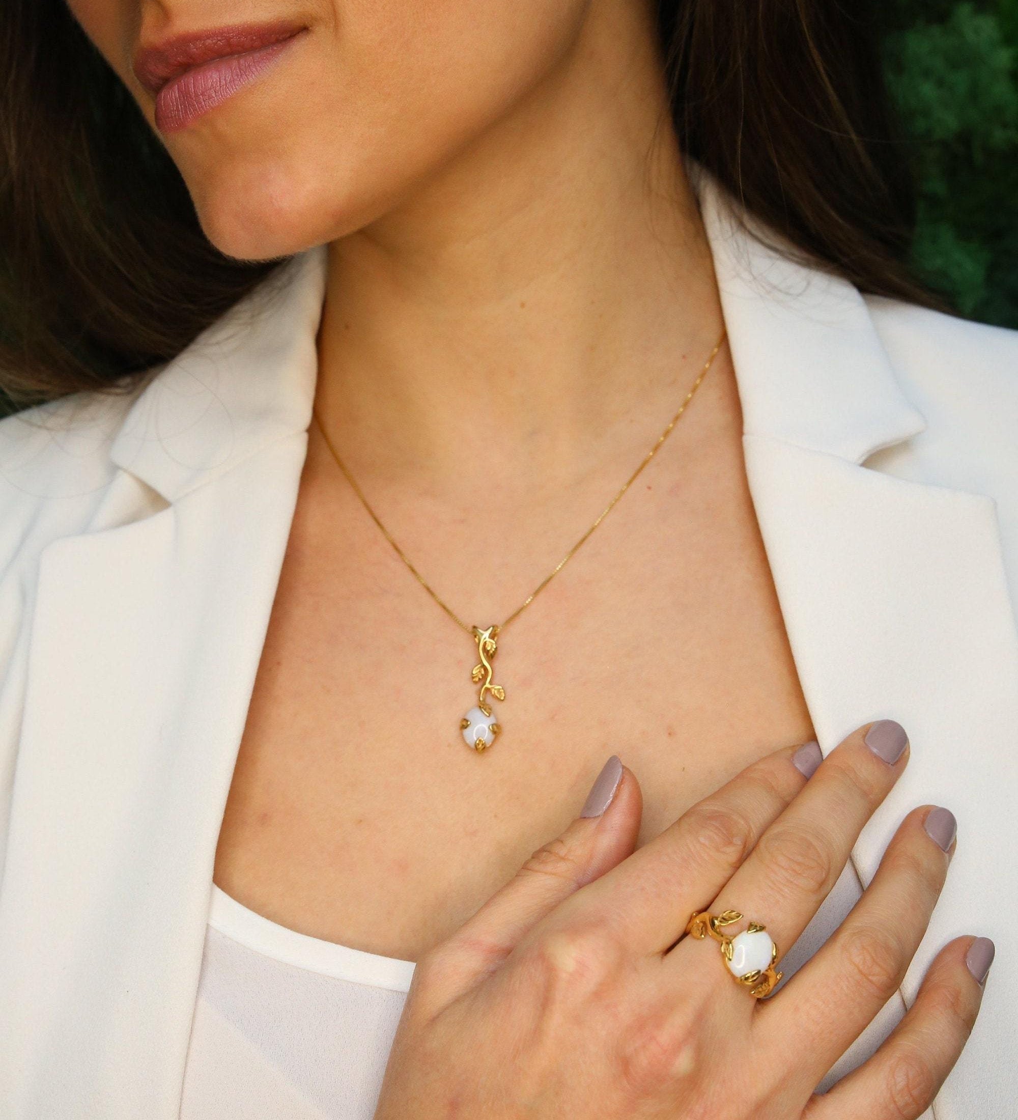 Fire Opal Ring, Natural Opal, Leaf Ring, Australian Opal Ring, Opal Ring, Branch Ring, White Rose Ring, Opal Flower Ring, Solid Silver Ring(1)