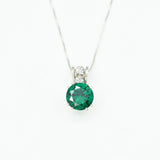 Created Emerald Pendant made in 925 Sterling Silver with Round Created Green Emerald in Prong setting, May Birthstone gift idea, symbolizes, ideal for everyday wear and perfect for birthday gifting and special occasions.