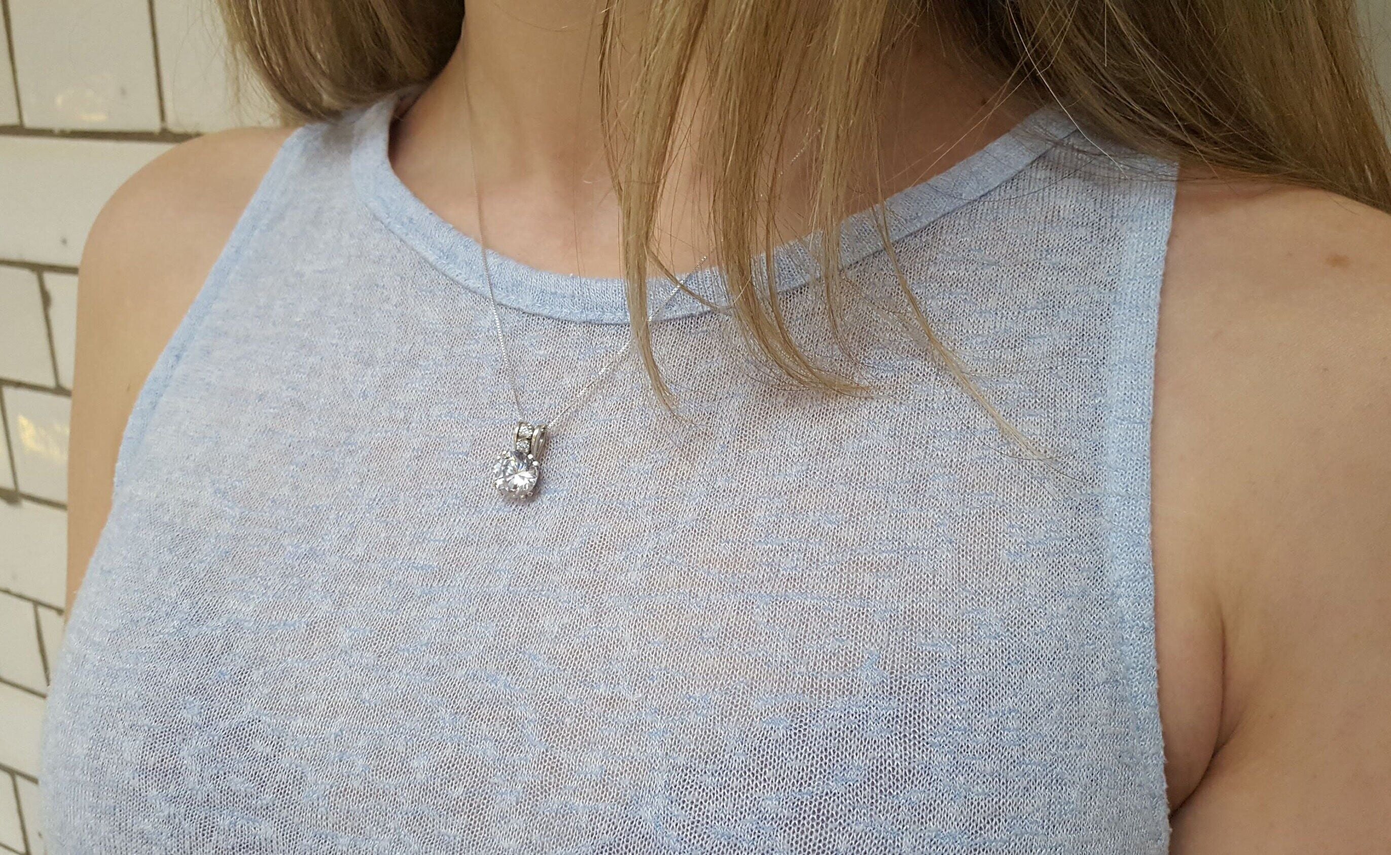 Elegant 925 Sterling Silver Emerald Pendant with Round Created Green Emerald, perfect for birthdays and everyday elegance.