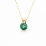 Created Emerald Pendant made in 18k Gold Vermeil with Round Created Green Emerald in Prong setting, May Birthstone gift idea, symbolizes, ideal for everyday wear and perfect for birthday gifting and special occasions.