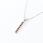 Garnet Bar Pendant, Vertical Pendant, Natural Garnet, Layering Necklace, January Birthstone, Minimalist Pendant, Line Pendant, Solid Silver