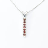 Vertical Garnet Pendant - Natural Garnet Necklace, Gold Garnet Pendant