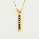Vertical Garnet Pendant - Natural Garnet Necklace, Gold Garnet Pendant