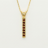 Vertical Garnet Pendant - Red Bar Necklace - January Birthstone Necklace