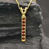 Vertical Garnet Pendant - Natural Garnet Necklace, Gold Garnet Pendant