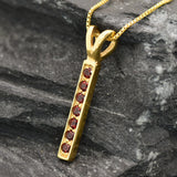 Vertical Garnet Pendant - Natural Garnet Necklace, Gold Garnet Pendant