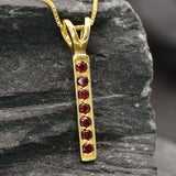 Vertical Garnet Pendant - Natural Garnet Necklace, Gold Garnet Pendant