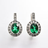 Emerald Earrings, Created Emerald, Vintage Earrings, Antique Emerald Earrings, Green Emerald Earrings, 925 Silver Earrings, Green Earrings