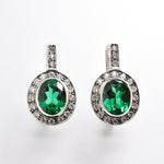 Created Emerald Earrings made in 925 Sterling Silver with Oval Created Green Emerald in Bezel setting, May Birthstone gift idea, symbolizes, ideal for everyday wear and perfect for birthday gifting and special occasions.