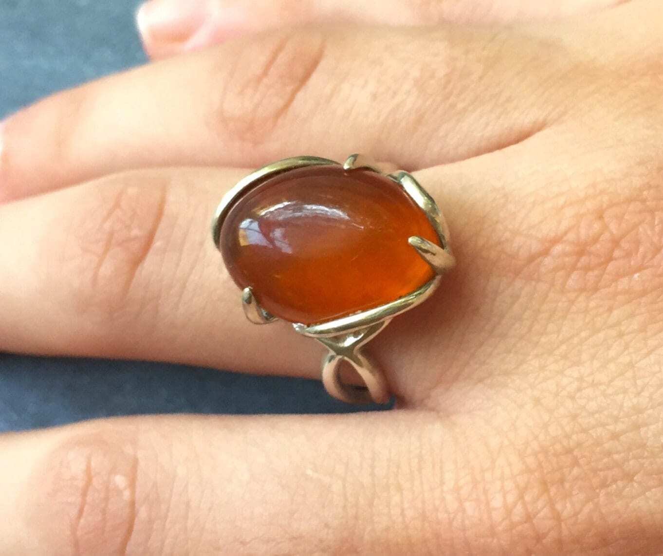 Amber Ring, Natural Amber, Vintage Rings, Antique Rings, Taurus Birthstone, Large Amber, Yellow Gemstone, Solid Silver Ring, Pure Silver (479600027)