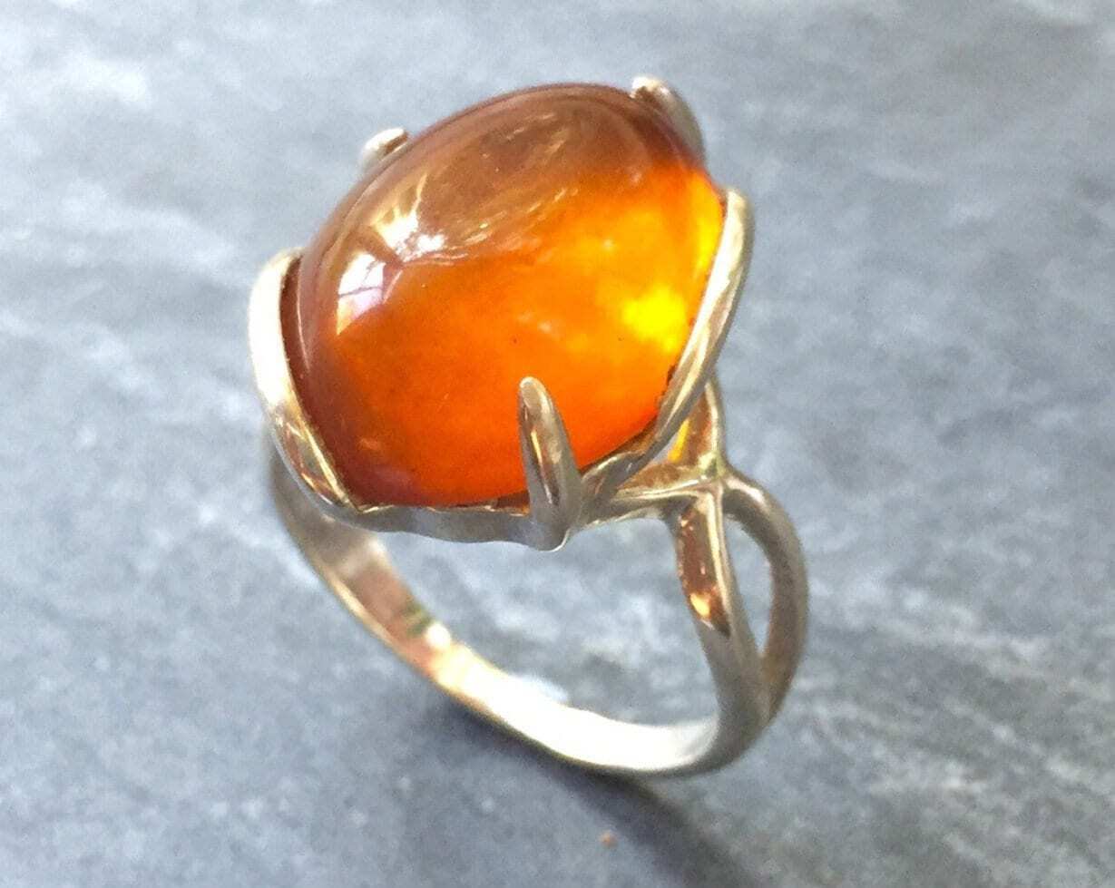 Amber Ring, Natural Amber, Vintage Rings, Antique Rings, Taurus Birthstone, Large Amber, Yellow Gemstone, Solid Silver Ring, Pure Silver (479600027)