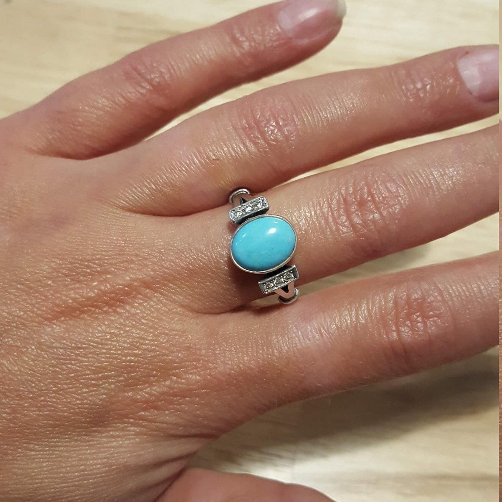 Unique Blue Ring, Turquoise Ring, December Birthstone, Vintage Rings, December Ring, Sleeping Beauty Gem, Solid Silver Ring, Turquoise