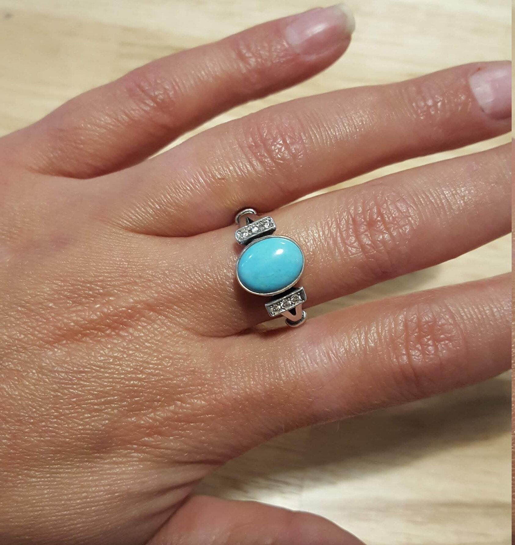 Unique Blue Ring, Turquoise Ring, December Birthstone, Vintage Rings, December Ring, Sleeping Beauty Gem, Solid Silver Ring, Turquoise