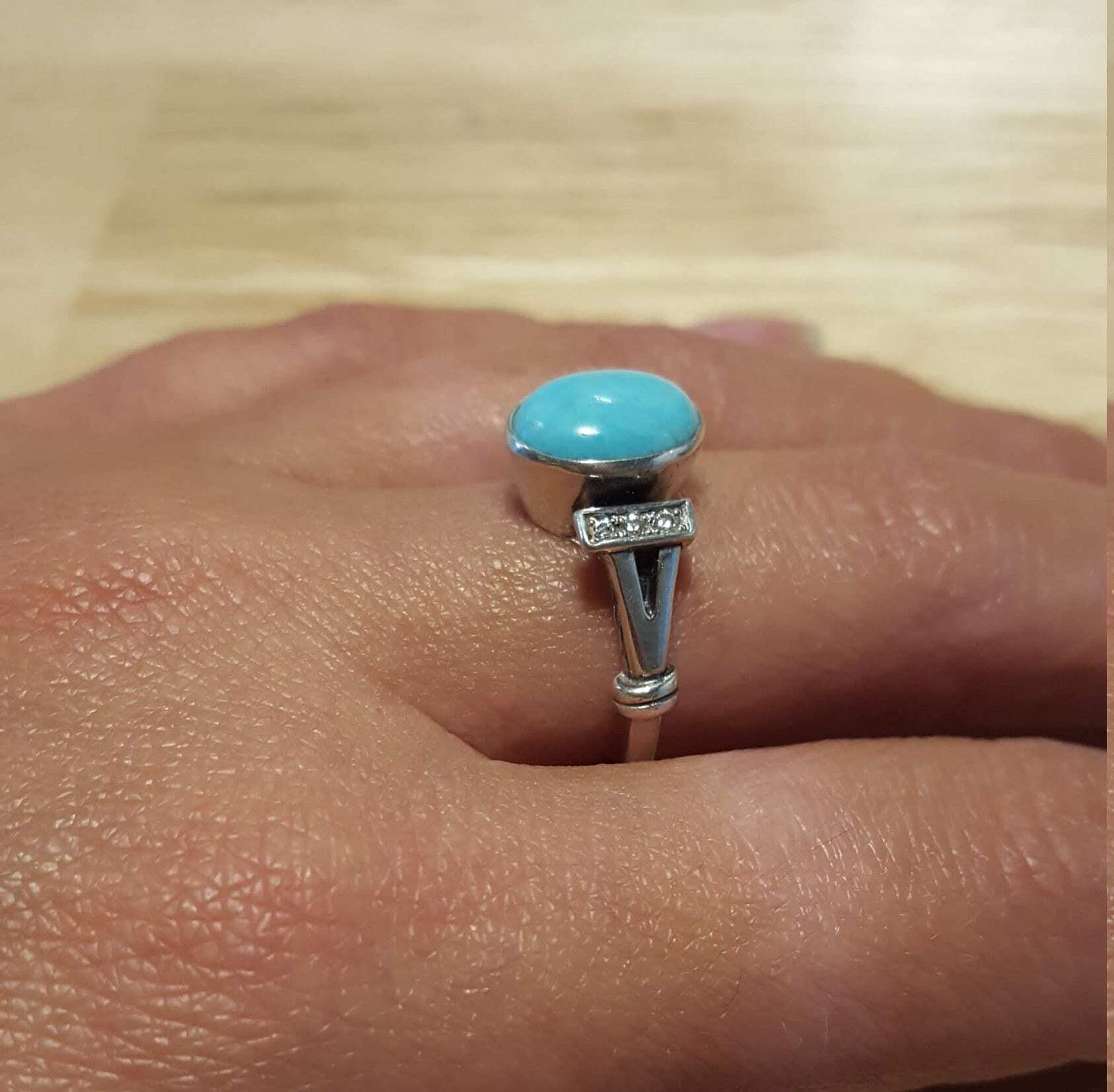 Unique Blue Ring, Turquoise Ring, December Birthstone, Vintage Rings, December Ring, Sleeping Beauty Gem, Solid Silver Ring, Turquoise
