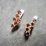 Dainty Garnet Earrings - Genuine Garnet Earrings - Red Vintage Earrings