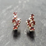 Dainty Garnet Earrings - Genuine Garnet Earrings - Red Vintage Earrings