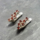 Dainty Garnet Earrings - Genuine Garnet Earrings - Red Vintage Earrings