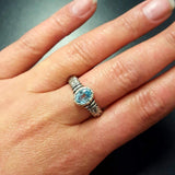 Blue Topaz Boho Ring - Oval Blue Topaz Ring - Solitaire Blue Topaz Band