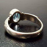 Blue Topaz Boho Ring - Oval Blue Topaz Ring - Solitaire Blue Topaz Band